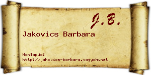 Jakovics Barbara névjegykártya